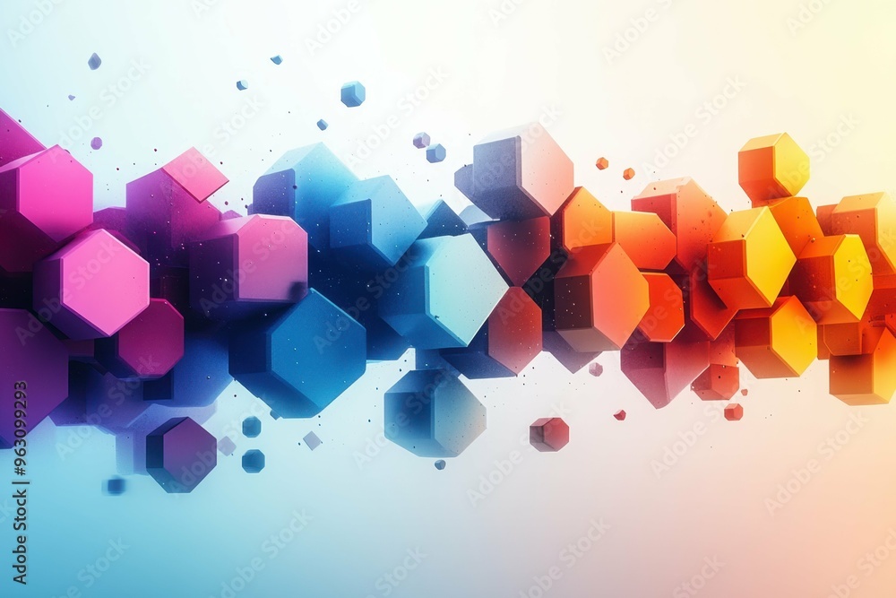 Poster a geometric abstract representation of interconnected hexagons, symbolizing the structured yet diver