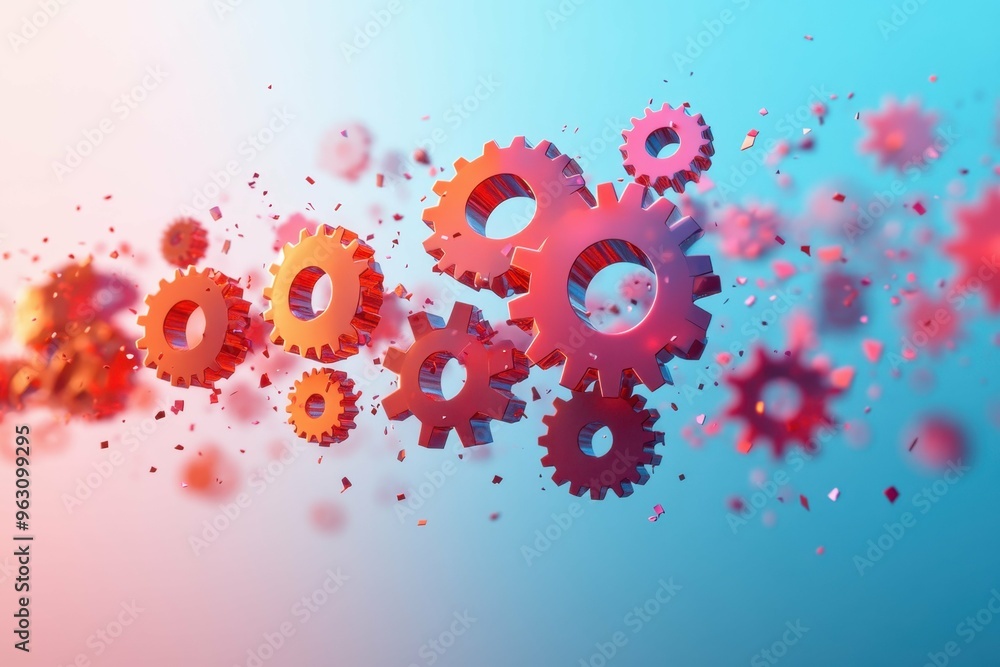 Aufkleber a geometric representation of interconnected gears symbolizing the collaboration and innovation in c