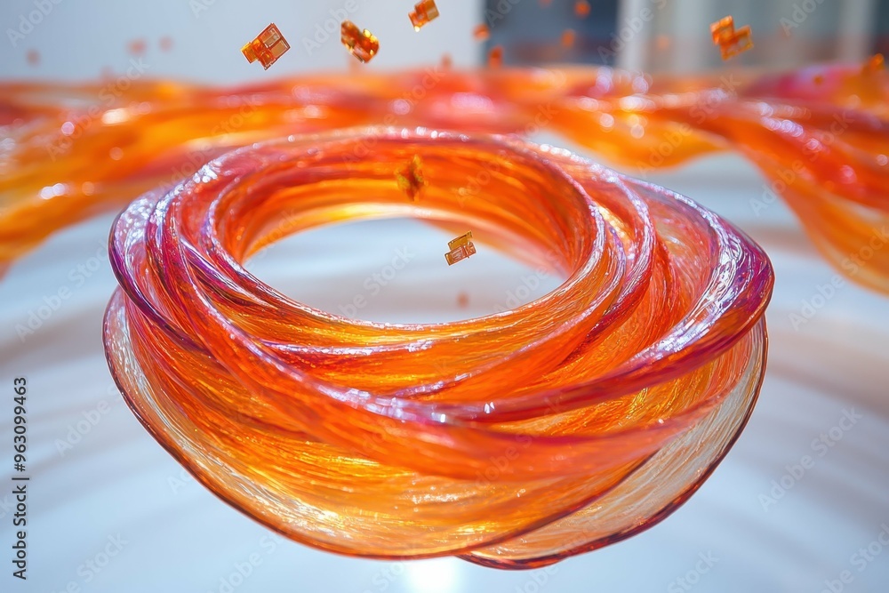 Poster a spiral of interconnected rings, each representing a different subject, floating in a space-like en