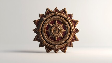 140. "A 3D render of the Jain Sidhhchakra, artistically designed with sacred symbols and traditional textures, isolated on a pristine white backdrop.