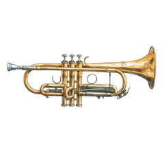 Fototapeta premium A detailed image of a brass trumpet showcasing its shiny surface and intricate valves, perfect for music-related themes.