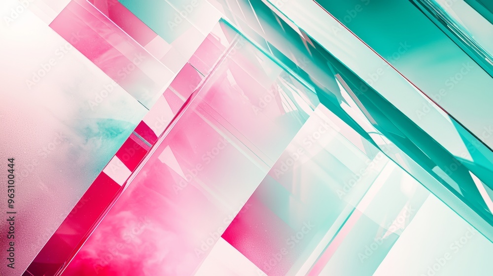 Aufkleber abstract image featuring intersecting geometric shapes in pink and turquoise, forming a dynamic and 