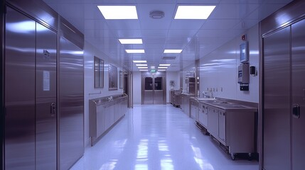 Stainless Steel Corridor in a Modern Facility