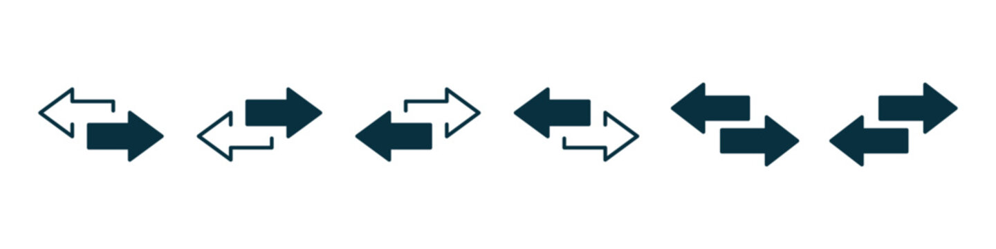 Left right arrows vector icon. Transfer arrows icon. 2 side arrow icon