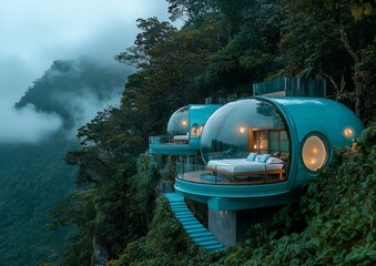 Cliffside Bubble Hotel in the Misty Mountains