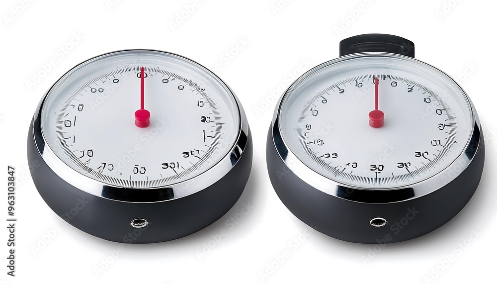 Poster full depth of field in clipping path for kitchen timers - timers isolated with detailed focu
