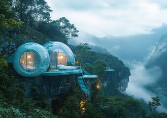Cliffside Bubble Hotel in the Misty Mountains