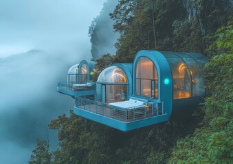 Cliffside Bubble Hotel in the Misty Mountains