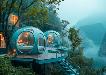 Cliffside Bubble Hotel in the Misty Mountains
