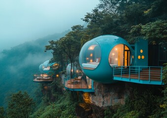 Cliffside Bubble Hotel in the Misty Mountains