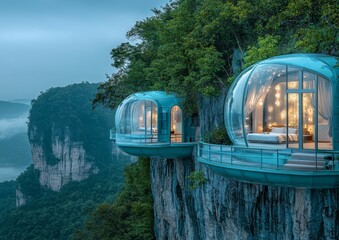 Cliffside Bubble Hotel in the Misty Mountains