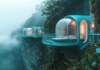 Cliffside Bubble Hotel in the Misty Mountains