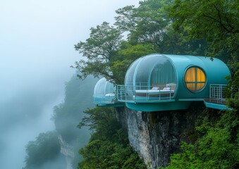 Cliffside Bubble Hotel in the Misty Mountains