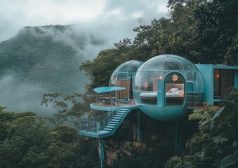 Cliffside Bubble Hotel in the Misty Mountains