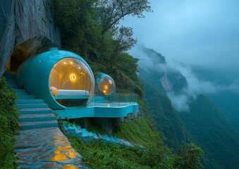 Cliffside Bubble Hotel in the Misty Mountains