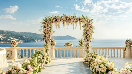 Wedding Ceremony on a Cliffside Terrace