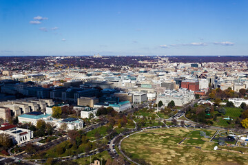 Late Fall bird's eye view of the White House and Foggy Bottom region of Washington DC