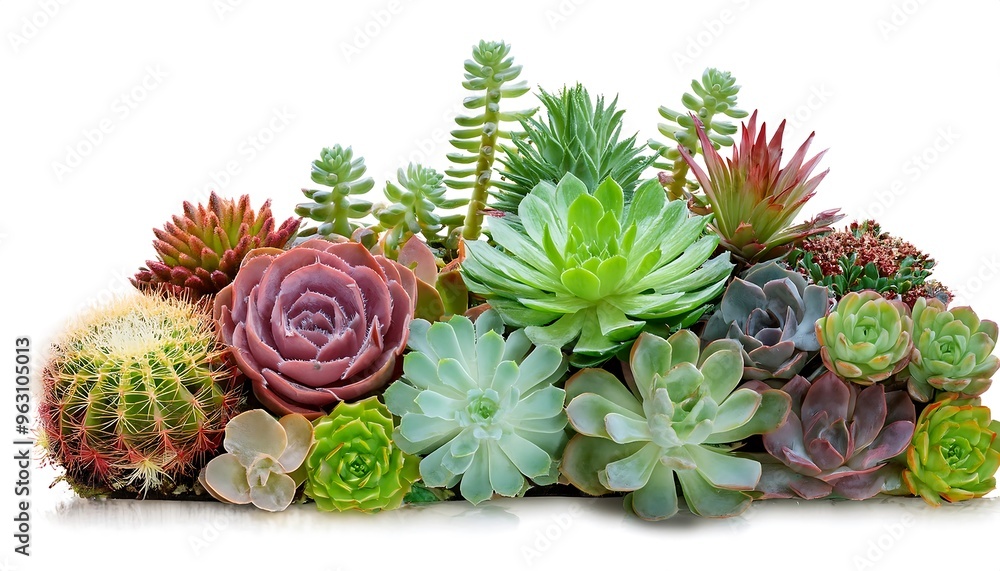 Poster full depth of field in clipping path for mixed succulent displays - mixed succulent arrangem