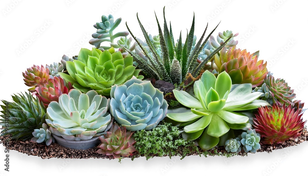 Poster full depth of field in clipping path for mixed succulent displays - mixed succulent arrangem