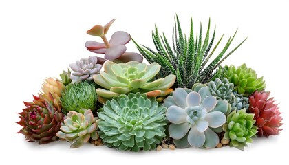 Full Depth of Field in Clipping Path for Mixed Succulent Displays - Mixed succulent arrangem