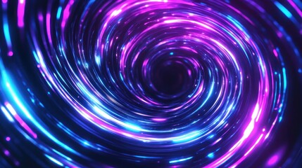 Abstract swirling neon lights with a vortex effect