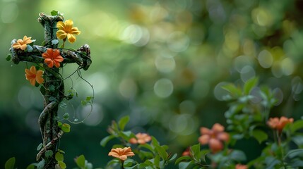 Vibrant Orange Flowers Blooming in a Lush Green Garden with Bokeh Background
