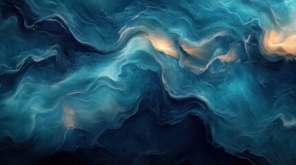 Fototapeta premium Abstract Ocean Waves in Shades of Blue with Fluid Texture and Depth