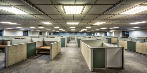 Dreary Cubicle Space Faded Fluorescent Lighting