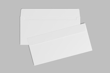 Blank White Envelope Mockup gray background