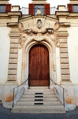 The entrance to the building of the University of Coimbra, Portugal