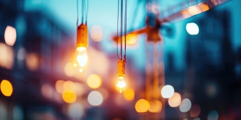 Naklejka premium A construction site bustling with activity, cranes towering overhead, symbolizing progress and development