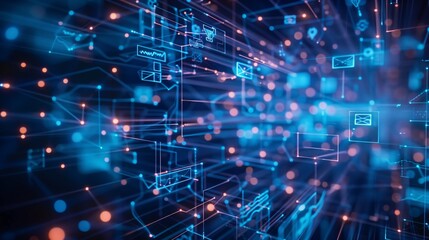 Business marketing theme photo global strategy worldwide network connecting digital data, collaboration and marketing digital technology analytics with overlay elements. Generative AI