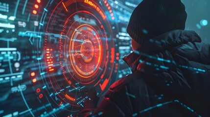 Hacker Attempting Cyber Attack Thwarted by Robust Security System in Real Time Fraud Detection Concept