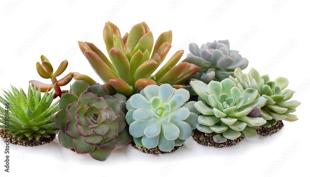 Poster full depth of field in clipping path for small succulent arrangements- - tiny succulent dis