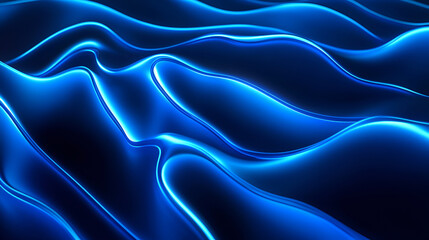 Obraz premium Abstract blue wavy background , A digital blue neon wave background , Abstract background waves , Bright blue colors , Abstract Blue Geometric Striped Parallel Waves Background , Motion Wave 