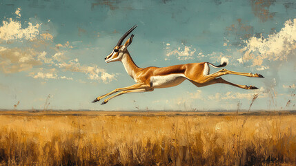 Gazelle gracefully leaping through the air, evoking speed and agility