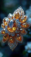 Fototapeta premium Diamond Flower Brooch.