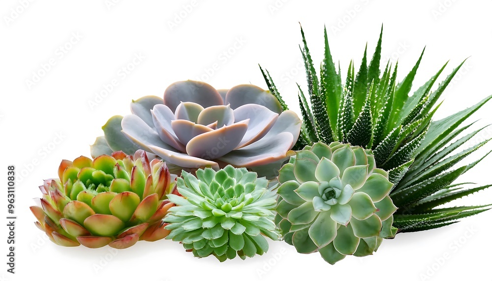 Poster full depth of field in clipping path for succulent arrangements - succulent collections cut