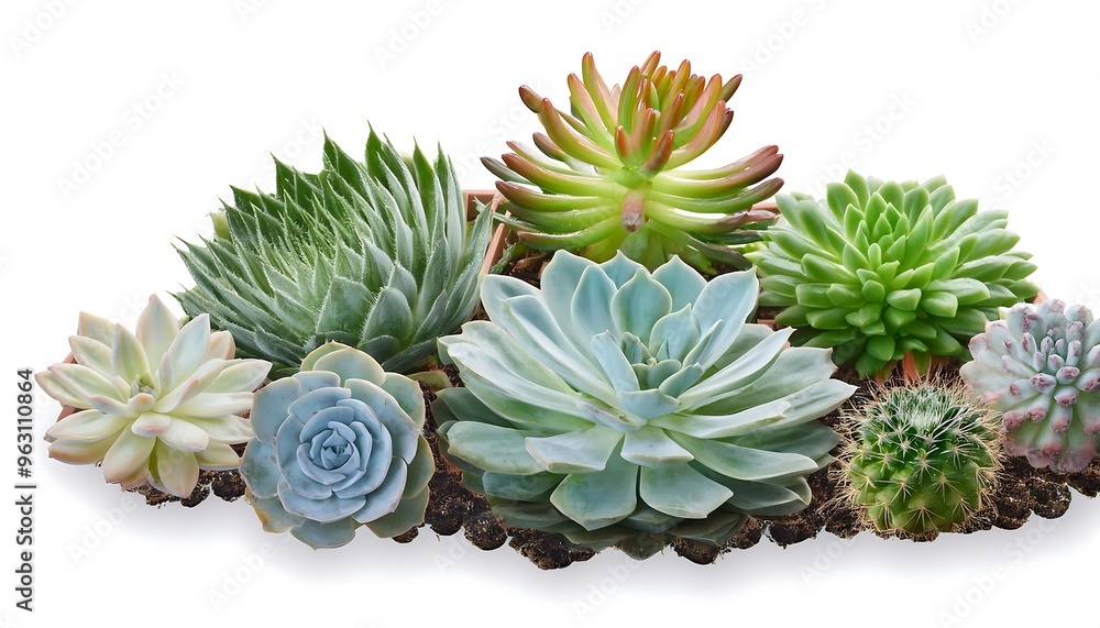 Poster full depth of field in clipping path for succulent arrangements - succulent collections cut