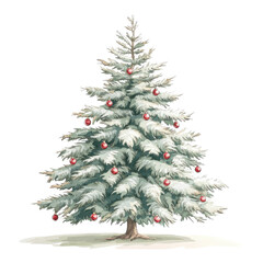 Fototapeta premium A beautifully decorated Christmas tree adorned with red ornaments, evoking a festive and joyful holiday spirit.