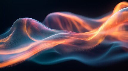 Obraz premium The dynamic flow of light and energy against a black background, colorful colors, Abstract technology background. A digital background or element of graphics, wallpaper with copyspace.