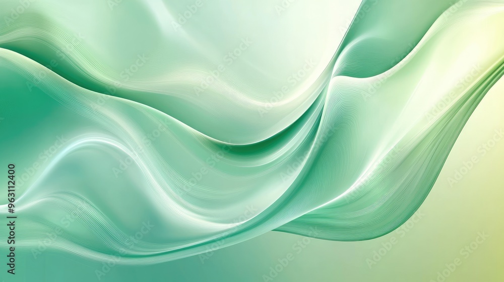 Aufkleber shiny soft green abstract vector background with flowing gradients and subtle reflections, perfect f