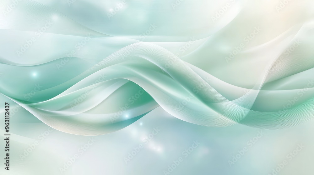 Poster shiny soft green abstract vector background with flowing gradients and subtle reflections, perfect f