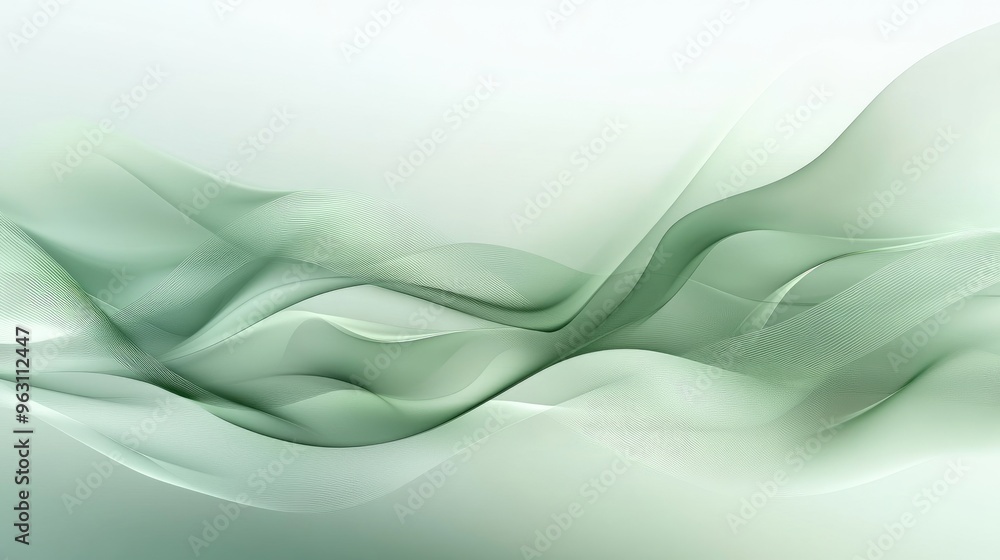 Poster shiny soft green abstract vector background with flowing gradients and subtle reflections, perfect f