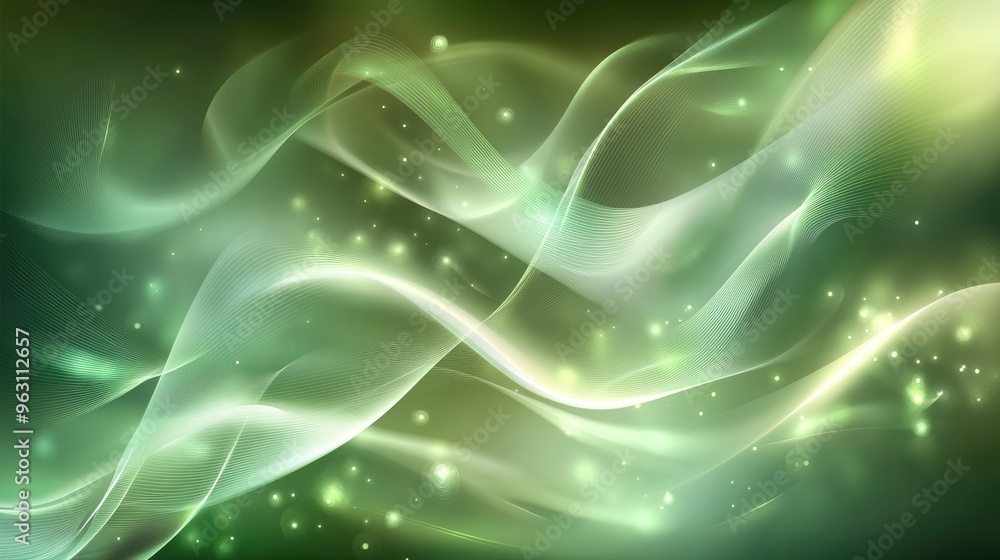 Poster shiny soft green abstract vector background, with smooth gradients and subtle light reflections, cre