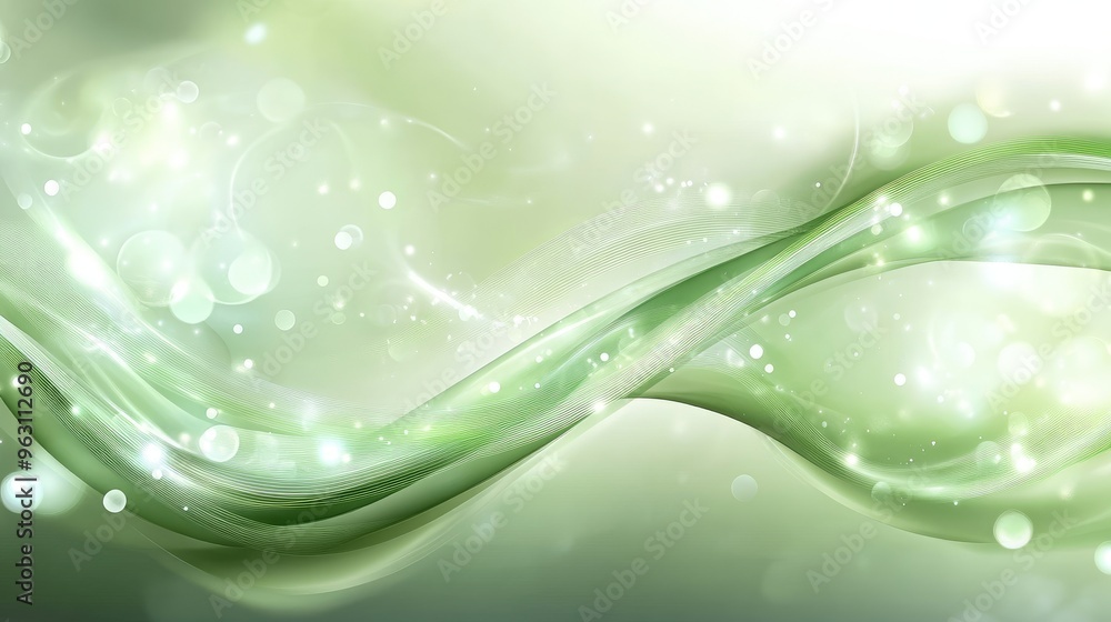 Poster soft green abstract background with shiny vector elements, smooth curves, and elegant light reflecti