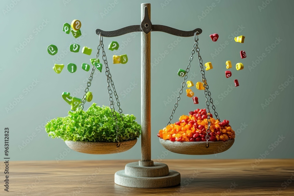 Aufkleber an abstract depiction of a scale with one side heavily weighed down, representing the imbalance in a