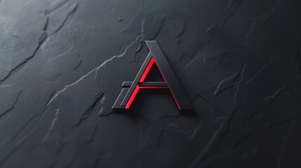 A black and red letter A is displayed on a dark background