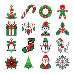 Christmas Flat Design Icon Set