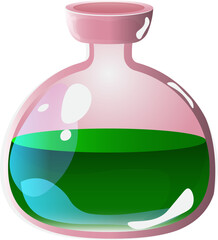 Green Potion magic bottles. Cartoon style game icon